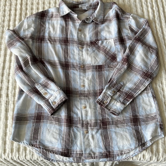 Nice brown,white,blue button up ok condition - Picture 1 of 2